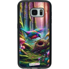 Coque Samsung Galaxy S7 - Silicone rigide noir Oiseau Nid Forêt