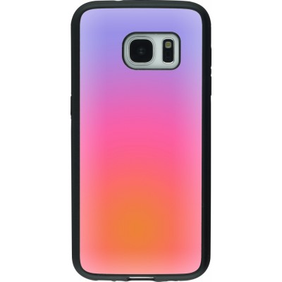 Coque Samsung Galaxy S7 - Silicone rigide noir Orange Pink Blue Gradient