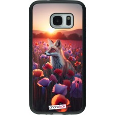 Coque Samsung Galaxy S7 - Silicone rigide noir Renard pourpre au crépuscule