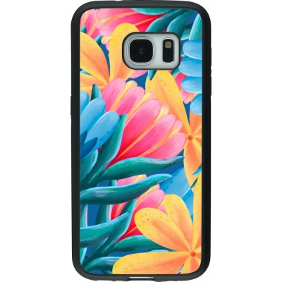 Coque Samsung Galaxy S7 - Silicone rigide noir Spring 23 colorful flowers