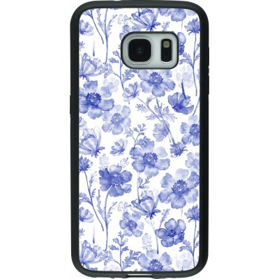 Coque Samsung Galaxy S7 - Silicone rigide noir Spring 23 watercolor blue flowers