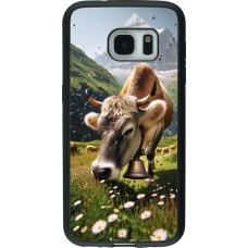 Coque Samsung Galaxy S7 - Silicone rigide noir Vache montagne Valais