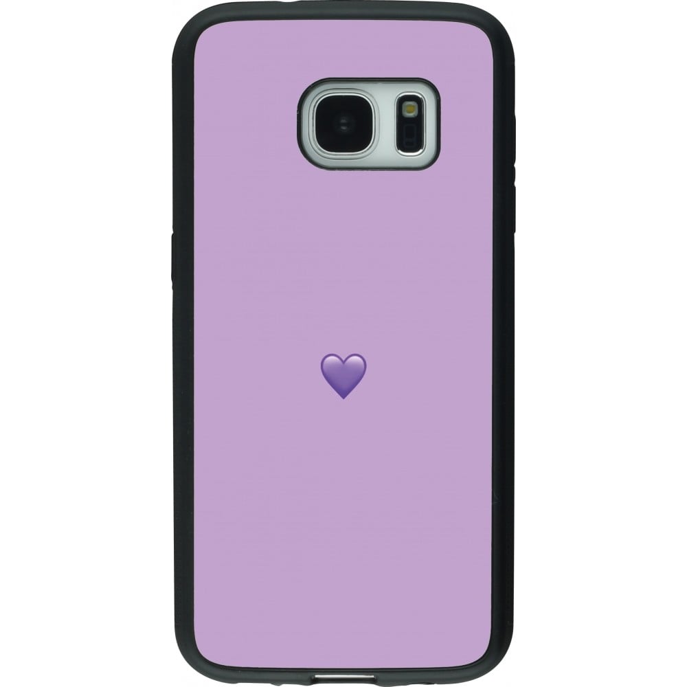 Coque Samsung Galaxy S7 - Silicone rigide noir Valentine 2023 purpule single heart