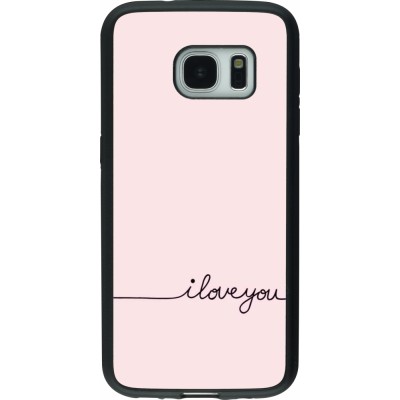 Coque Samsung Galaxy S7 - Silicone rigide noir Valentine 2023 i love you writing