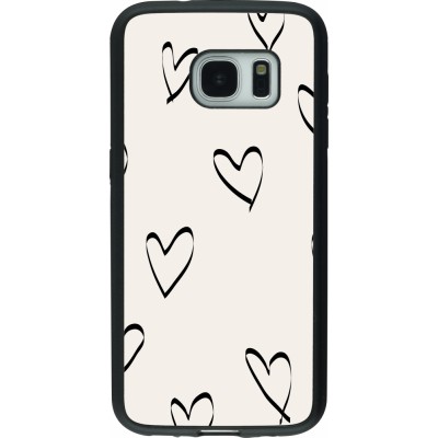 Coque Samsung Galaxy S7 - Silicone rigide noir Valentine 2023 minimalist hearts