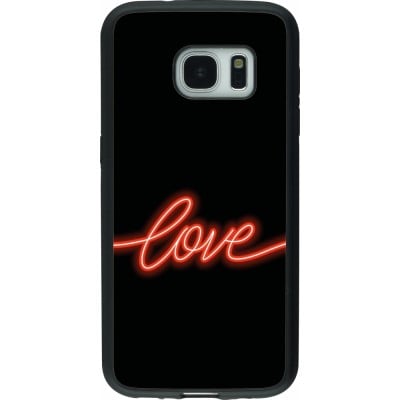 Coque Samsung Galaxy S7 - Silicone rigide noir Valentine 2023 neon love