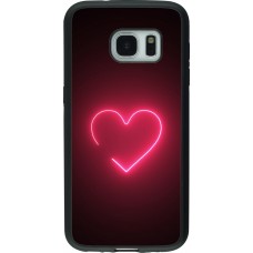 Coque Samsung Galaxy S7 - Silicone rigide noir Valentine 2023 single neon heart