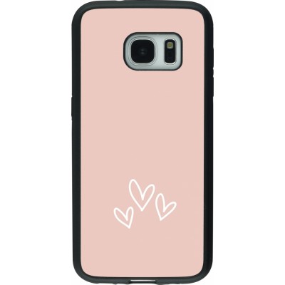 Coque Samsung Galaxy S7 - Silicone rigide noir Valentine 2023 three minimalist hearts