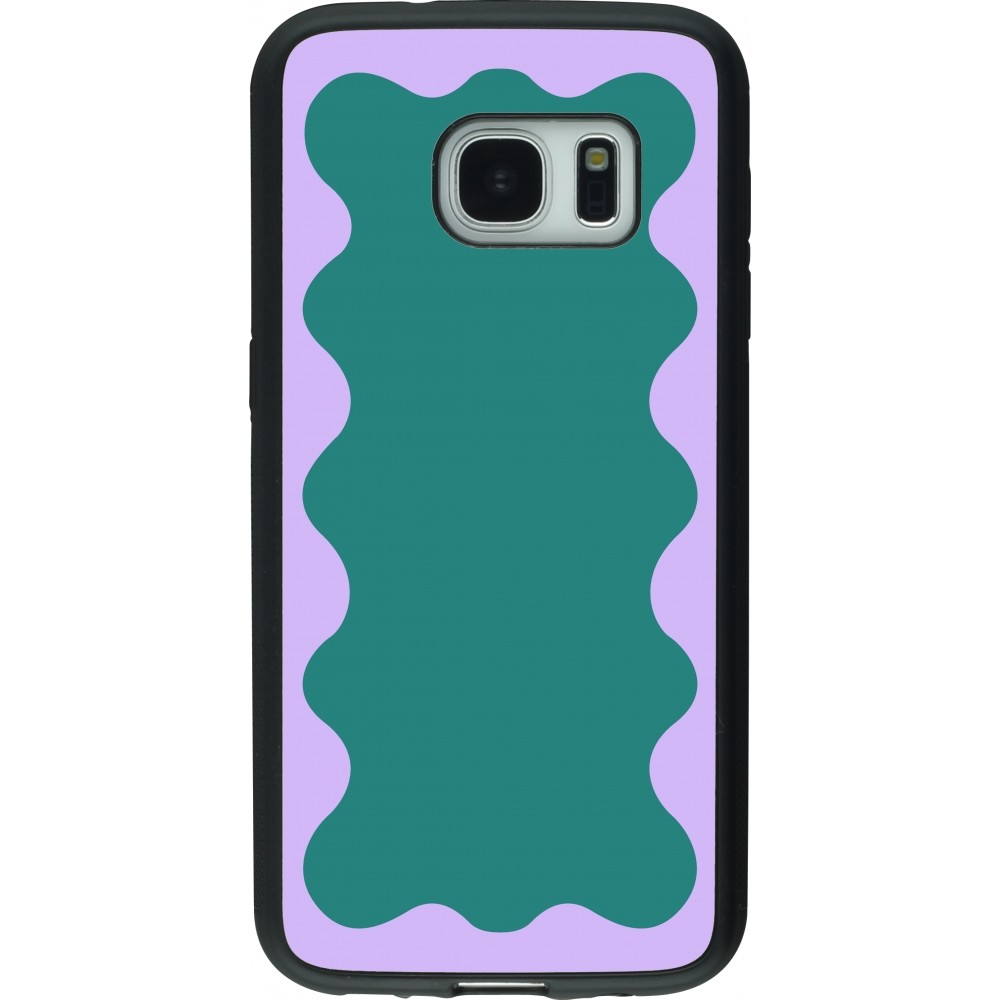 Coque Samsung Galaxy S7 - Silicone rigide noir Wavy Rectangle Green Purple