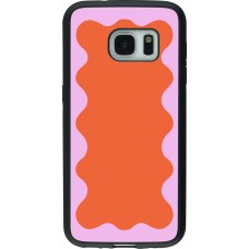 Coque Samsung Galaxy S7 - Silicone rigide noir Wavy Rectangle Orange Pink