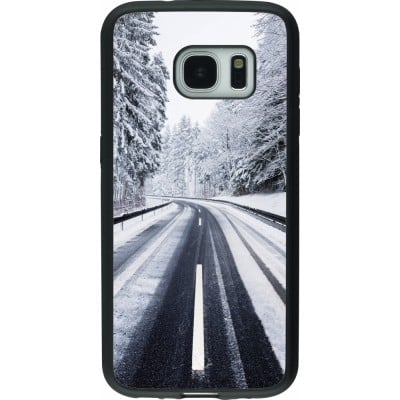 Coque Samsung Galaxy S7 - Silicone rigide noir Winter 22 Snowy Road