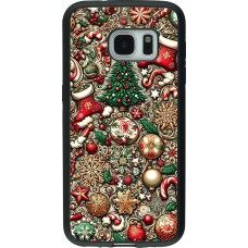 Coque Samsung Galaxy S7 - Silicone rigide noir Noël 2023 micro pattern