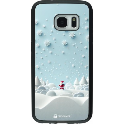 Coque Samsung Galaxy S7 - Silicone rigide noir Noël 2023 Petit Père Flocon