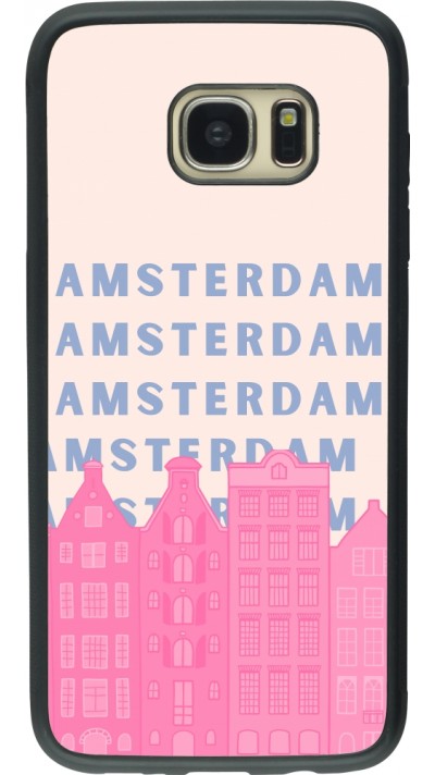 Coque Samsung Galaxy S7 edge - Silicone rigide noir Amsterdam Pink Print