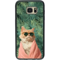 Samsung Galaxy S7 edge Case Hülle - Silikon schwarz Cat Summer Palms