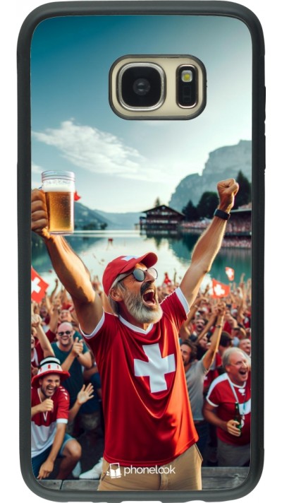 Coque Samsung Galaxy S7 edge - Silicone rigide noir Victoire suisse fan zone Euro 2024