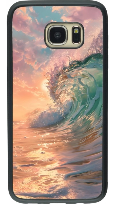 Coque Samsung Galaxy S7 edge - Silicone rigide noir Wave Sunset