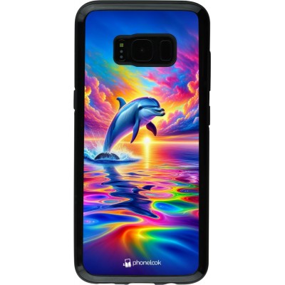 Coque Samsung Galaxy S8 - Hybrid Armor noir Dauphin arc-en-ciel heureux