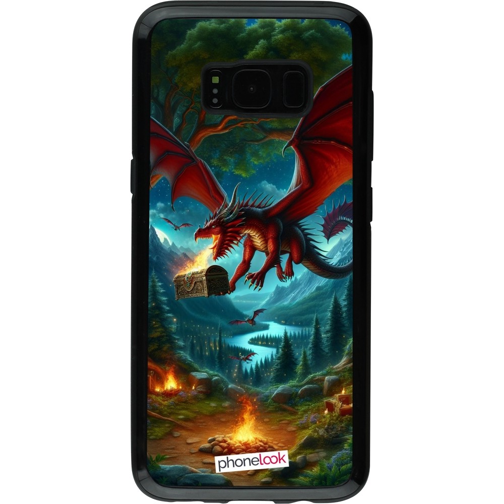 Coque Samsung Galaxy S8 - Hybrid Armor noir Dragon Volant Forêt Trésor