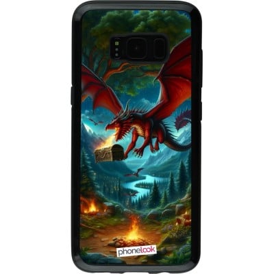 Coque Samsung Galaxy S8 - Hybrid Armor noir Dragon Volant Forêt Trésor