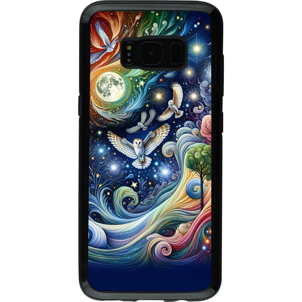 Samsung Galaxy S8 Case Hülle - Hybrid Armor schwarz Fliegender Blumen-Eule