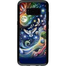 Samsung Galaxy S8 Case Hülle - Hybrid Armor schwarz Fliegender Blumen-Eule