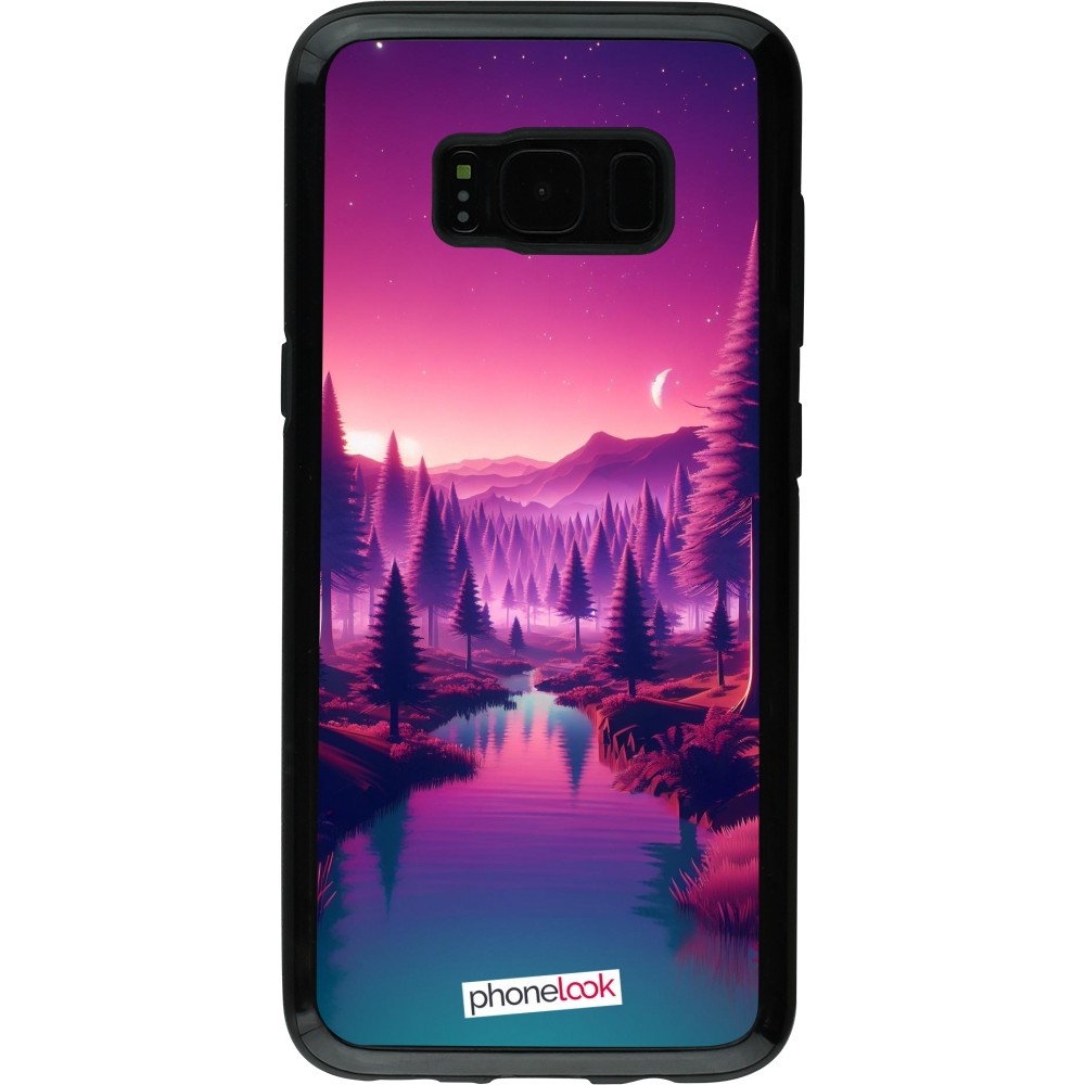 Coque Samsung Galaxy S8 - Hybrid Armor noir Paysage Violet-Rose