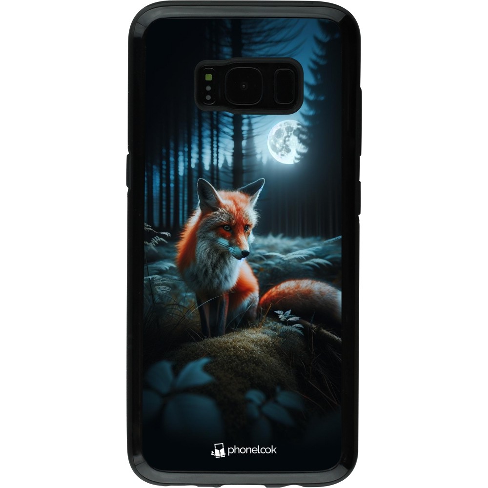 Coque Samsung Galaxy S8 - Hybrid Armor noir Renard lune forêt