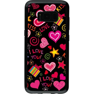 Coque Samsung Galaxy S8 - Hybrid Armor noir Valentine 2023 love symbols