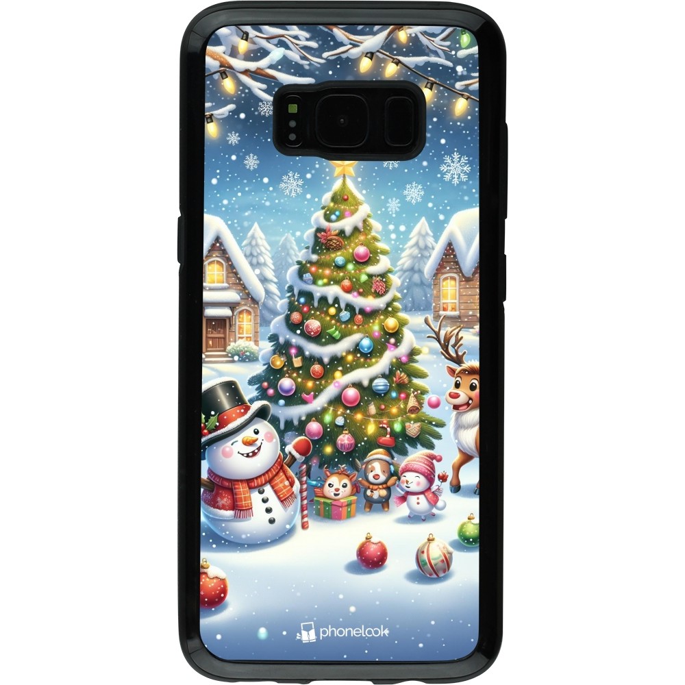 Coque Samsung Galaxy S8 - Hybrid Armor noir Noël 2023 bonhomme de neige et sapin