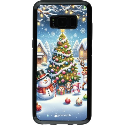 Coque Samsung Galaxy S8 - Hybrid Armor noir Noël 2023 bonhomme de neige et sapin