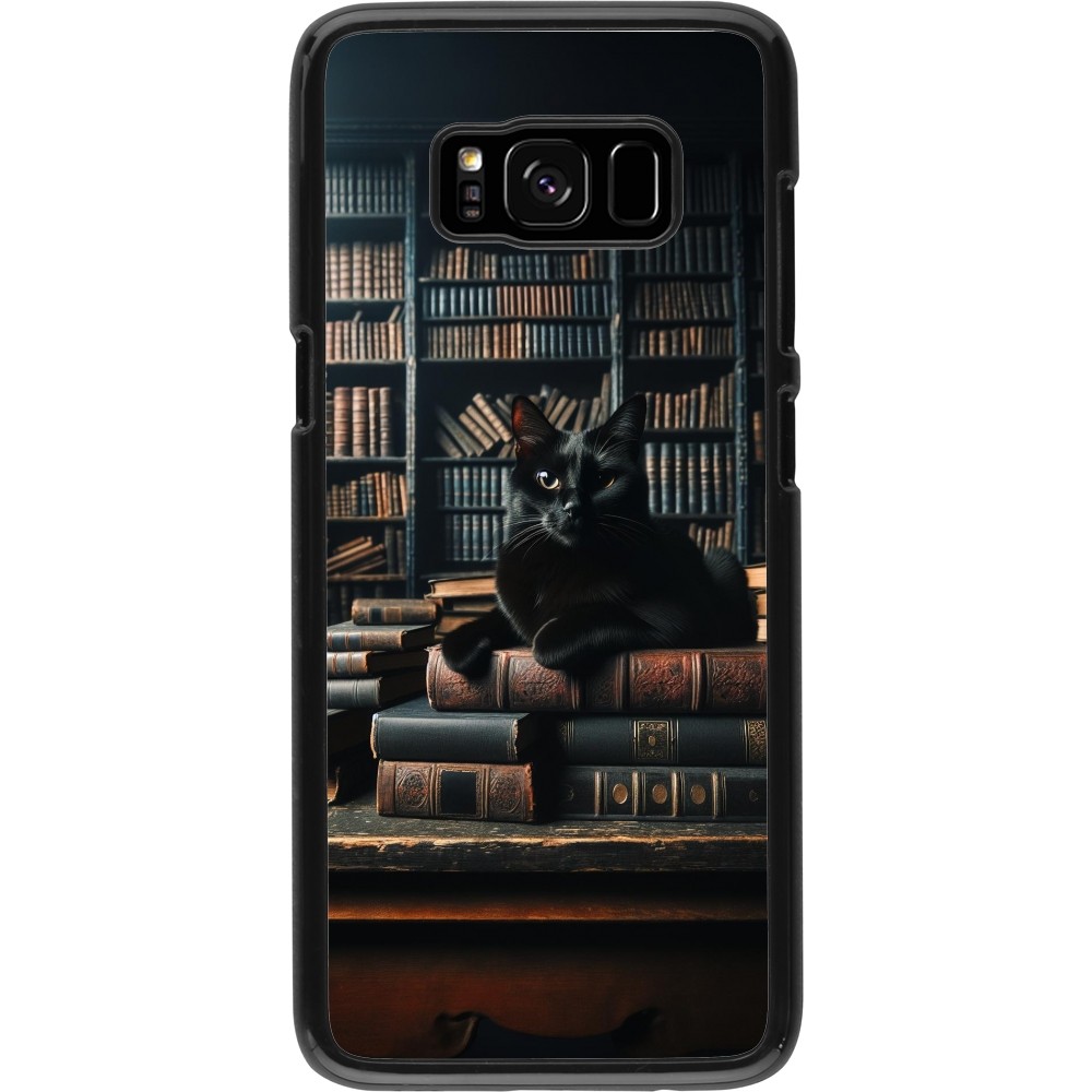 Samsung Galaxy S8 Case Hülle - Katze Bücher dunkel