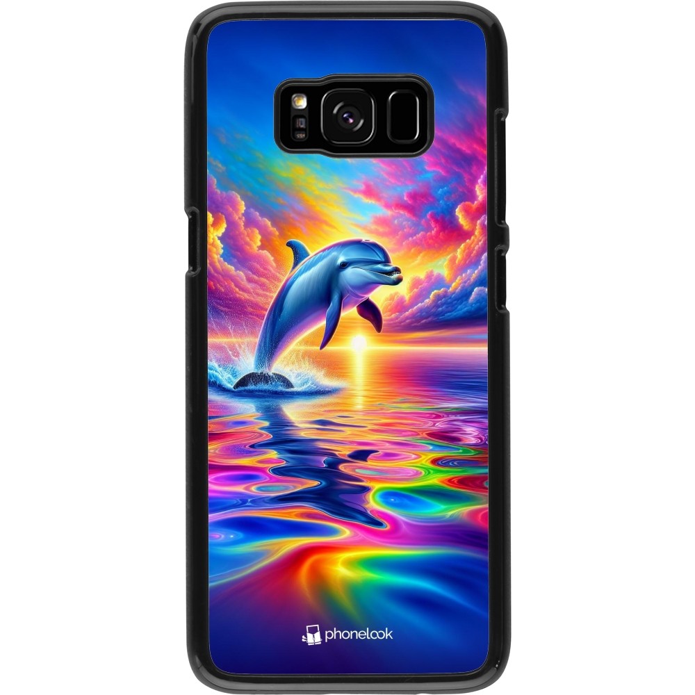 Samsung Galaxy S8 Case Hülle - Glücklicher Regenbogen-Delfin