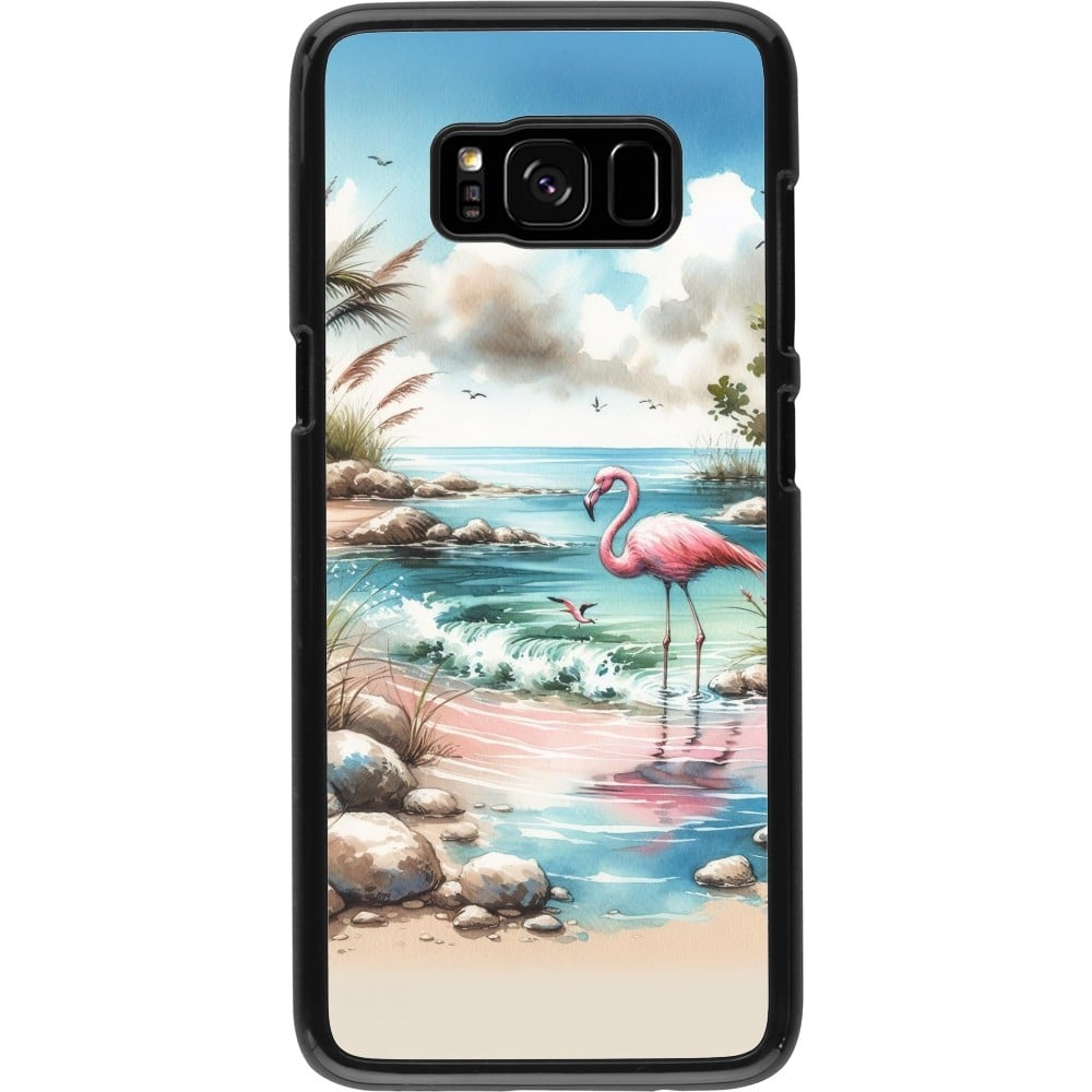 Coque Samsung Galaxy S8 - Flamant rose aquarelle