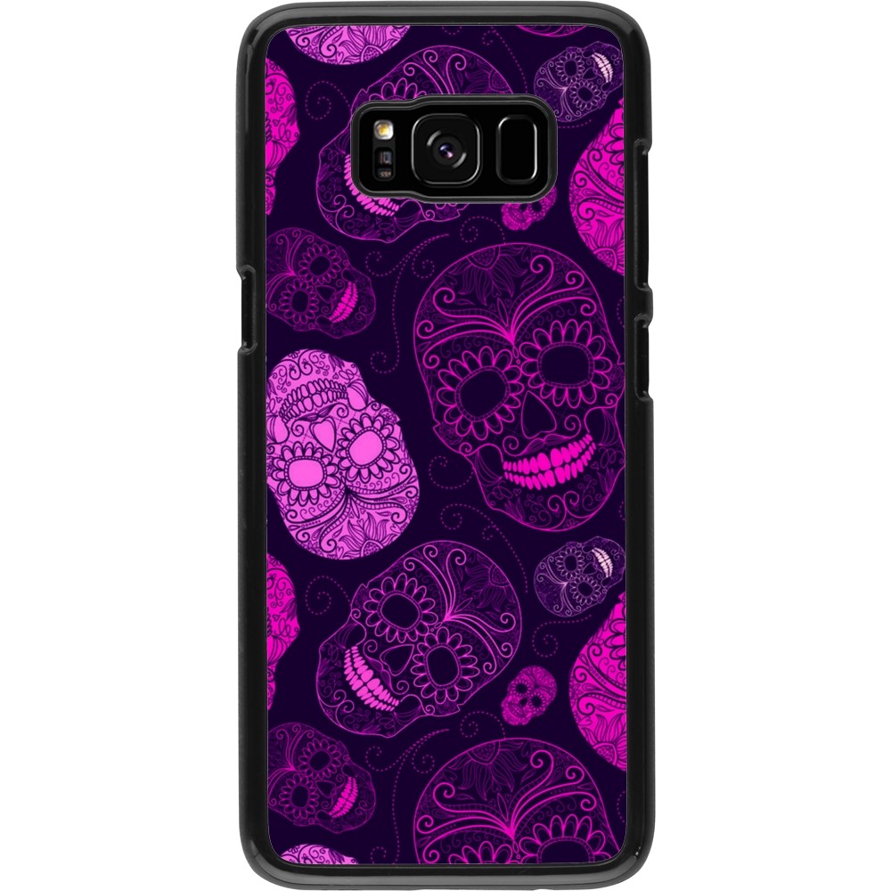 Samsung Galaxy S8 Case Hülle - Halloween 2023 pink skulls