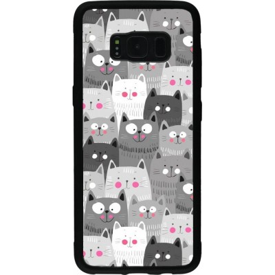 Coque Samsung Galaxy S8 - Silicone rigide noir Chats gris troupeau