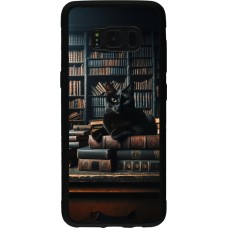 Coque Samsung Galaxy S8 - Silicone rigide noir Chat livres sombres