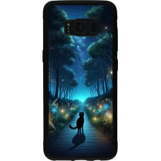 Coque Samsung Galaxy S8 - Silicone rigide noir Chat noir promenade