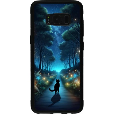 Coque Samsung Galaxy S8 - Silicone rigide noir Chat noir promenade