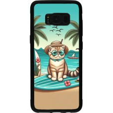 Coque Samsung Galaxy S8 - Silicone rigide noir Chat Surf Style