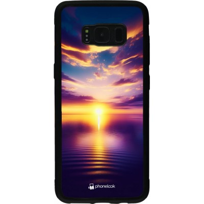 Coque Samsung Galaxy S8 - Silicone rigide noir Coucher soleil jaune violet