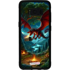 Coque Samsung Galaxy S8 - Silicone rigide noir Dragon Volant Forêt Trésor