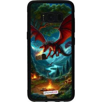 Coque Samsung Galaxy S8 - Silicone rigide noir Dragon Volant Forêt Trésor