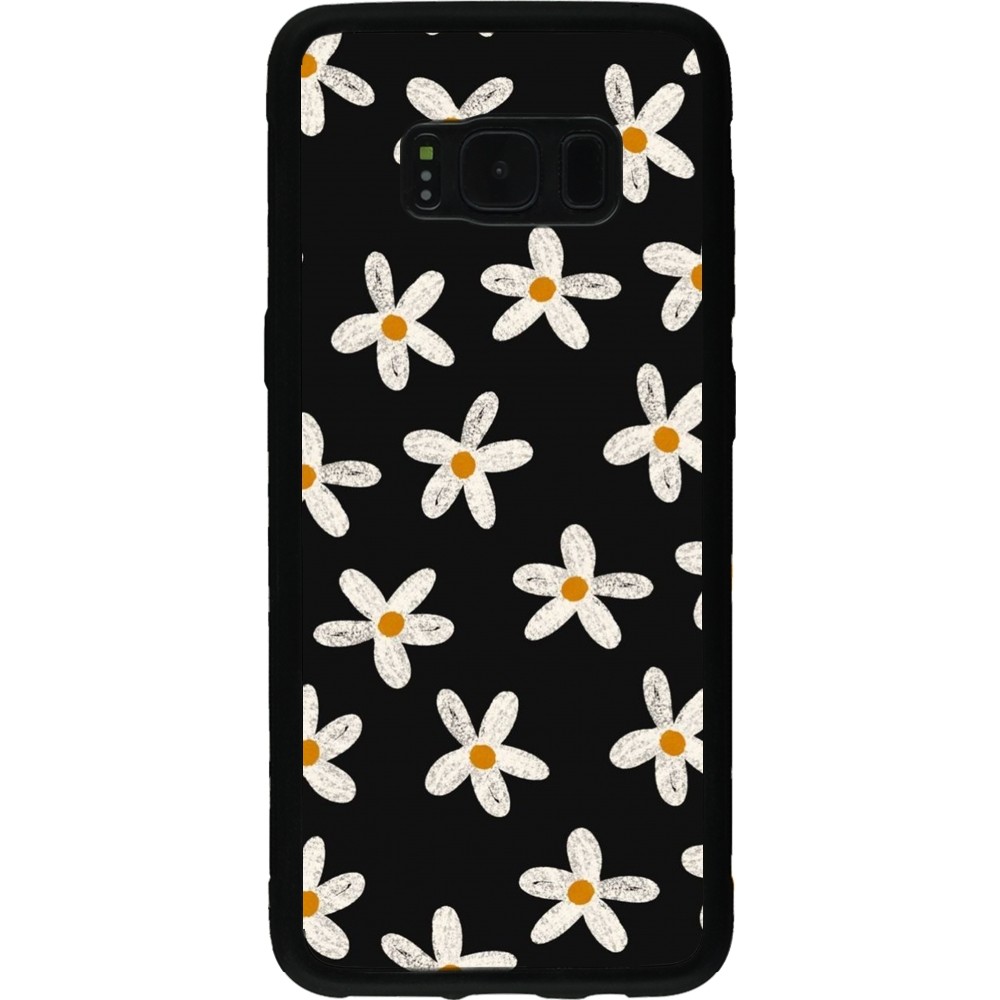 Coque Samsung Galaxy S8 - Silicone rigide noir Easter 2024 white on black flower