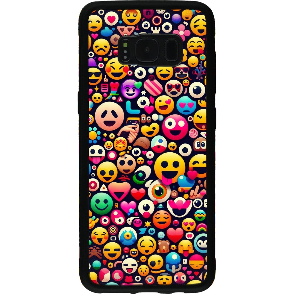 Coque Samsung Galaxy S8 - Silicone rigide noir Emoji Mix Color