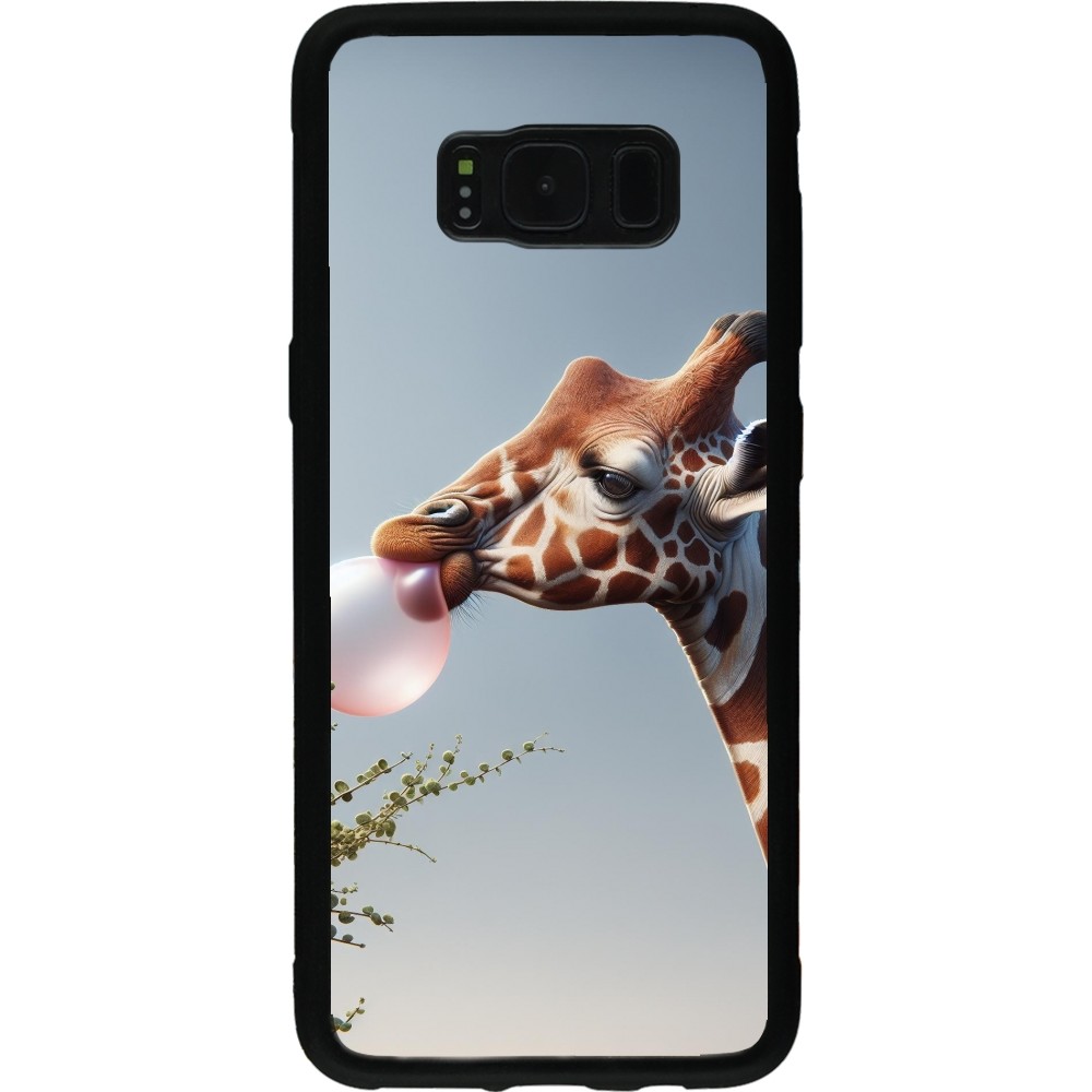 Coque Samsung Galaxy S8 - Silicone rigide noir Girafe à bulle