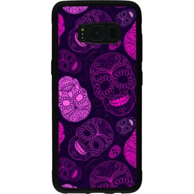 Coque Samsung Galaxy S8 - Silicone rigide noir Halloween 2023 pink skulls