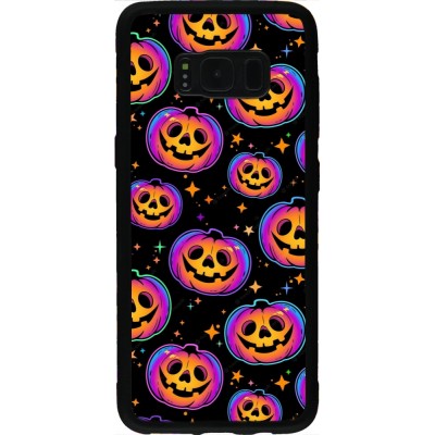 Coque Samsung Galaxy S8 - Silicone rigide noir Halloween 2024 rainbow pumpkins