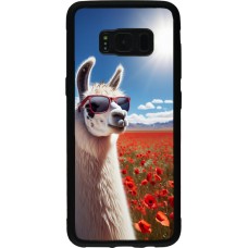 Coque Samsung Galaxy S8 - Silicone rigide noir Lama Chic en Coquelicot