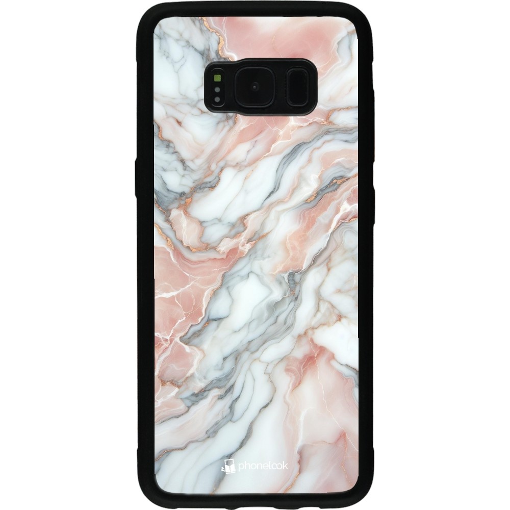 Coque Samsung Galaxy S8 - Silicone rigide noir Marbre Rose Lumineux